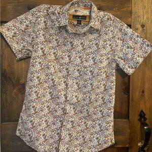 Beverly Hills Polo Club Off-White Floral Casual Button Down Shirt